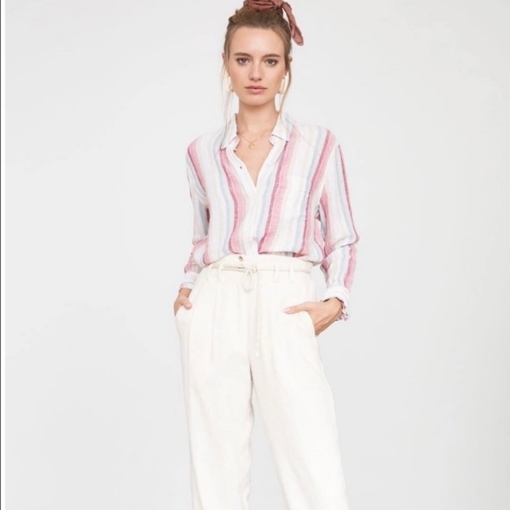 Rails Charli Havana Stripe Linen Blend Button Up